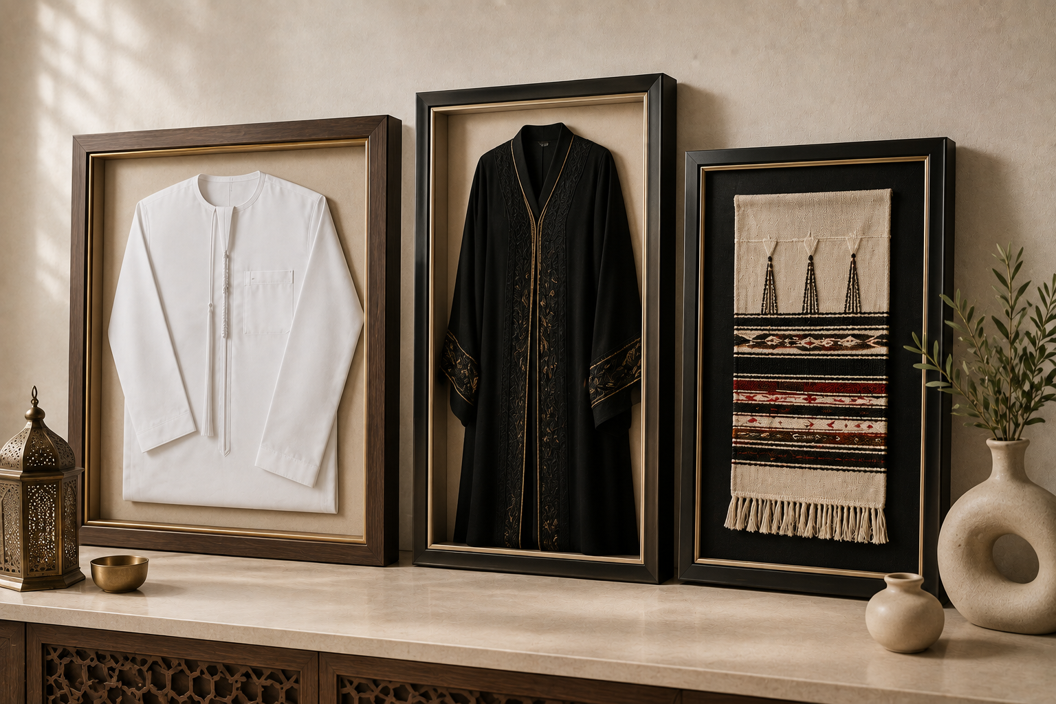 Framing Traditional UAE Textiles: Kandura, Abaya, or Fabric Art